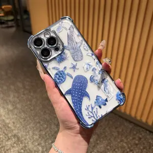 Whale Shark & Sea Phone Case|Blue Ocean Marine Life Phone Case For iPhone 17 Pro Max 16 15 14 13 12 11 for Samsung S21 S22 S23 S24 S25 Phone Case|Summer Gift for Him/Her