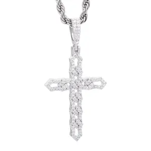 【#CMP14】Cross Pendant UCCIYO Lab-Created Moissanite Pendant Copper Moissanite Pendant Necklace for Women Men Hip Hop Jewelry Gift