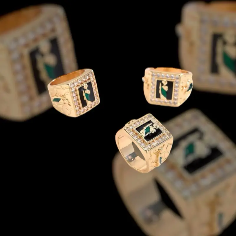 Adjustable New Style St. Judas Ring with High-class CZ Stones - Gold Plated