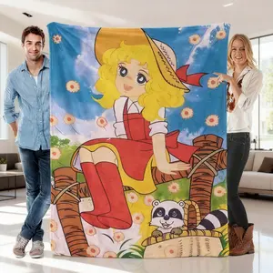 Cute Candy Candy Girl Throw Blanket – Soft Cozy Bed, Sofa, Travel Blanket, Perfect Gift for Kids & Anime Fans