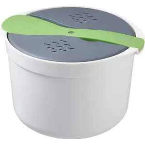 Microwave Rice Cooker, 2L Microwave Rice Steamer Pasta Cooker,  Grade PP Microwave Rice Cooker, Strainer and Steamer Pot Set,4PCS(COLOR:green), 22351075