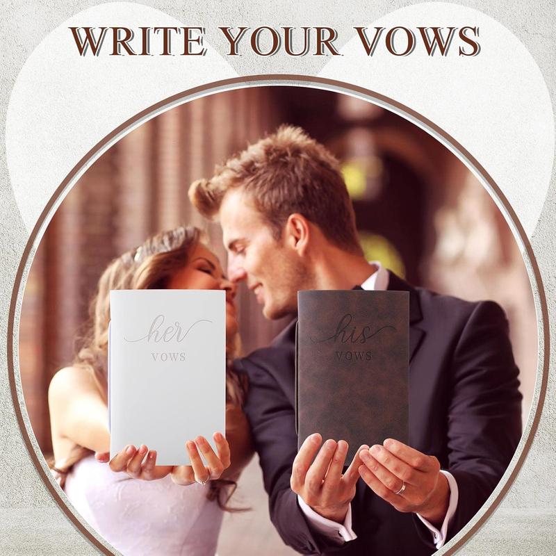 2 count Wedding Vow Books His and Hers Vow Books Vow Notebook for Wedding Vows Journal Wedding Day Officiant Book 5.9 x 3.9 Inch, Bridal Shower Gifts, Wedding Keepsake, 50 Pages/Pcs (White, Coffee)