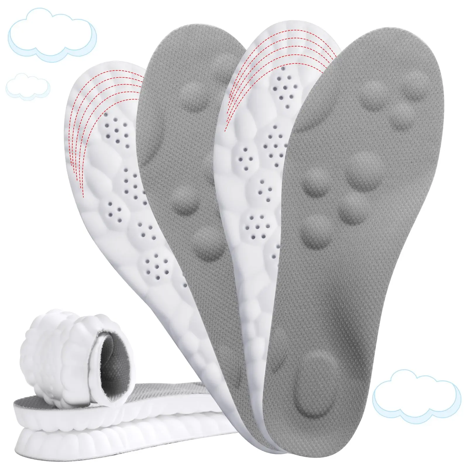 Orders My 4D Cloud Steppers Insoles for Men and Women - Shock Absorption Inserts, Soft Anti-Fatigue, Relieve Foot Pain, Memory Foam Insoles for Shoes, Boots