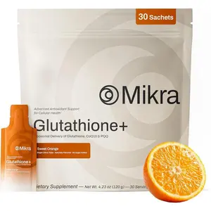 Mikra Glutathione+ Liposomal Antioxidant Supplement with CoQ10 & PQQ – Advanced Cellular Energy, Focus & Immune Support, Liquid Glutathione, 30 Single-Dose Vials