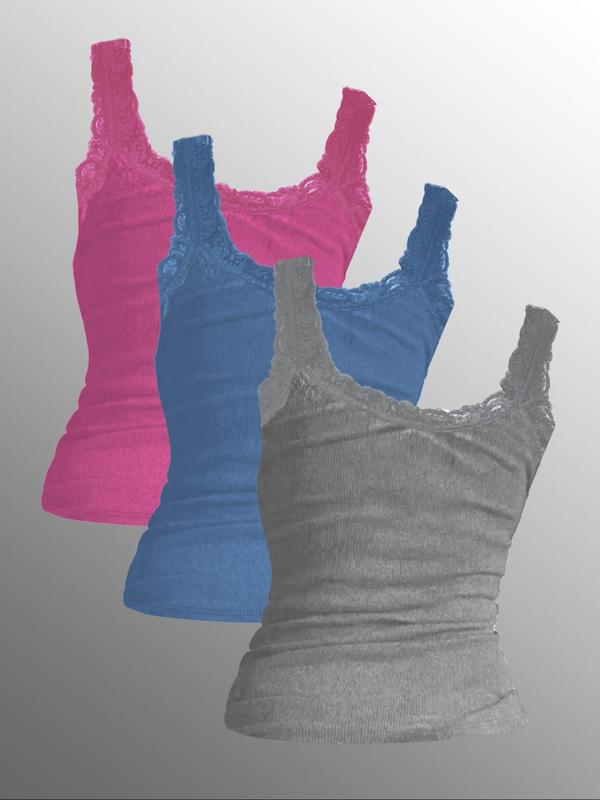 Women's Contrast Lace Tank Top, Casual Comfy Breathable Sleeveless Top, Ladies Clothing for All Seasons