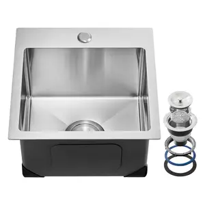 SummerWinsVEVOR 15 inch Kitchen Sink Workstation, 304 Stainless Steel Top Mount Sinks, Drop-In Single Bowl Farmhouse Basin with Accessories, Household Dishwasher Sinks for RV, Prep Kitchen, Laundry Room, Bar, Drain Kit, Easy Installdealsforyoudays