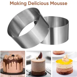 Stainless Steel Round Cake Mold Mousse Mold Cake Ring Cookie Baking Mold Biscuit Making Tools 3.9x3.9x1.9inch for Delicious Mousse