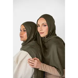 VELA Dark Moss Green Solid Modal Hijab