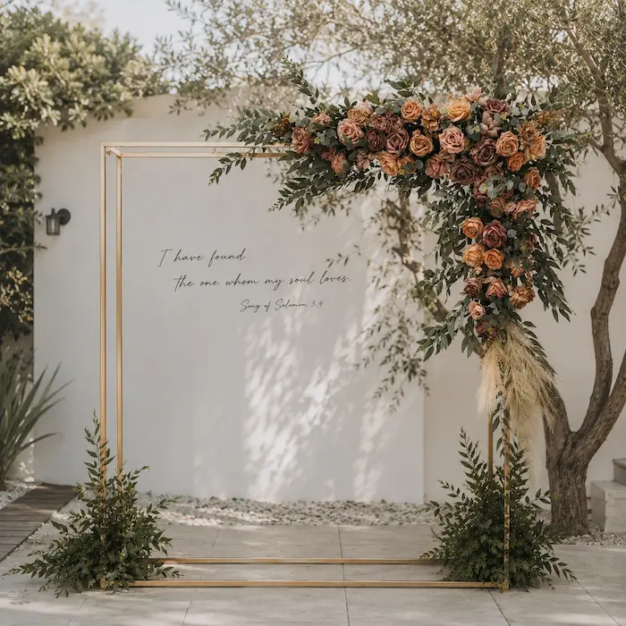 4 PCS Champagne Rose Triangle Corner Flower Row Arrangement Set Silk Floral Decor for Weddings Backdrops Events 39.4 x 17.7 x 7.9 Inches Pre Connected Reusable