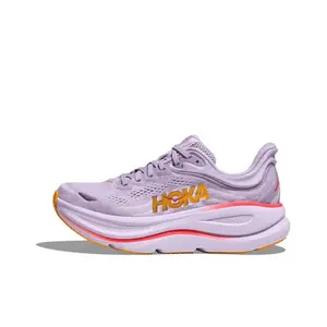 Dual Color Lavender Purple Orange Mesh Knit Athletic Sneakers, Wear Resistant Multi Direction Traction Rubber Sole Lace Up Outdoor Long Distance Jogging Shoes