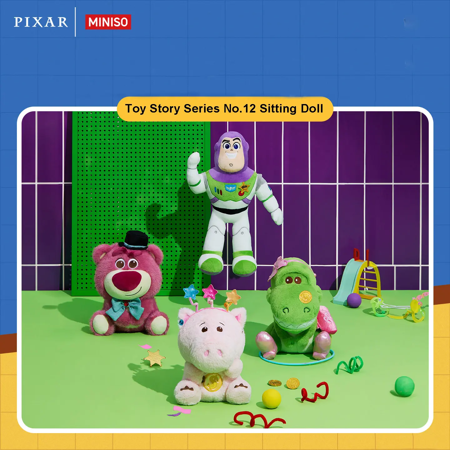 MINISO Toy Story Series Sitting Plush Doll. Cute Fluffy Figure with Soft Touch, Can be Used as a Cozy Pillow. Lovely and Practical Decor, Great Creative Gift Choice for Girls, Friends and Toy Story Fans for All Occasions.
