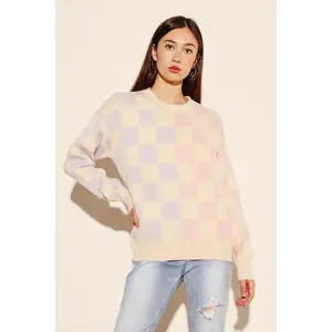 Two tone checker sweater