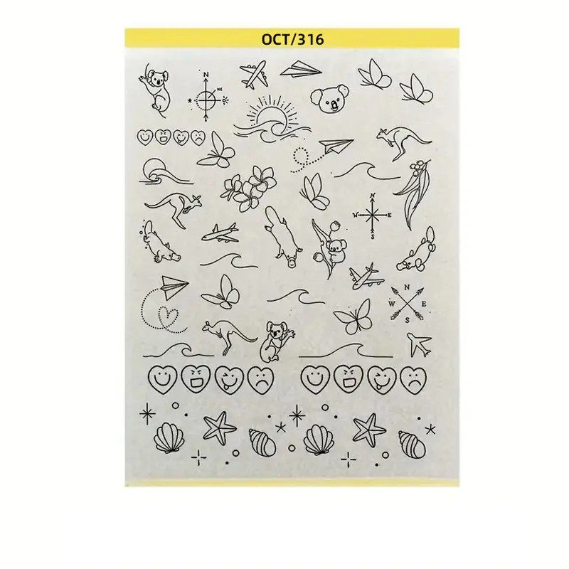 Pre-Drawn Tattoo Transfer Paper Roll, Pre-Drawn Floral Patterned Tattoo Stencil Sheet, Easy Application Aesthetic Temporary Tattoos, Ideal for DIY Body Art, Tattoo Supplies, Line Art, Designs