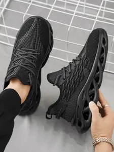 Breathable Shock-Absorbing Casual Sports Knit Running Shoes, Unisex Lightweight Comfort, Spring & Fall Low Top, Sporty Style, Eva Sole