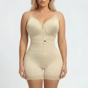 Fajas Colombianas shapewear for Women Tummy Control Butt Lifter Shaper with Zipper Crotch detachable shoulder strap