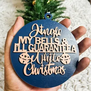 Jingle MY Bells & I'll Guarantee a White Christmas | Naughty xmas Ornament & Gifts | Adult Holiday Ornament | Inappropriate Christmas Tree Decorations | Handmade Wood Circle Home Decor