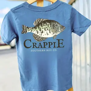 Youth Crappie Fish Boy’s Short Sleeve Shirt For Youth  Southern-style boy girl clothing outfits, graphic tees, hoodies & crewnecks for outdoor-loving country Youth Cotton Shirt  912X1