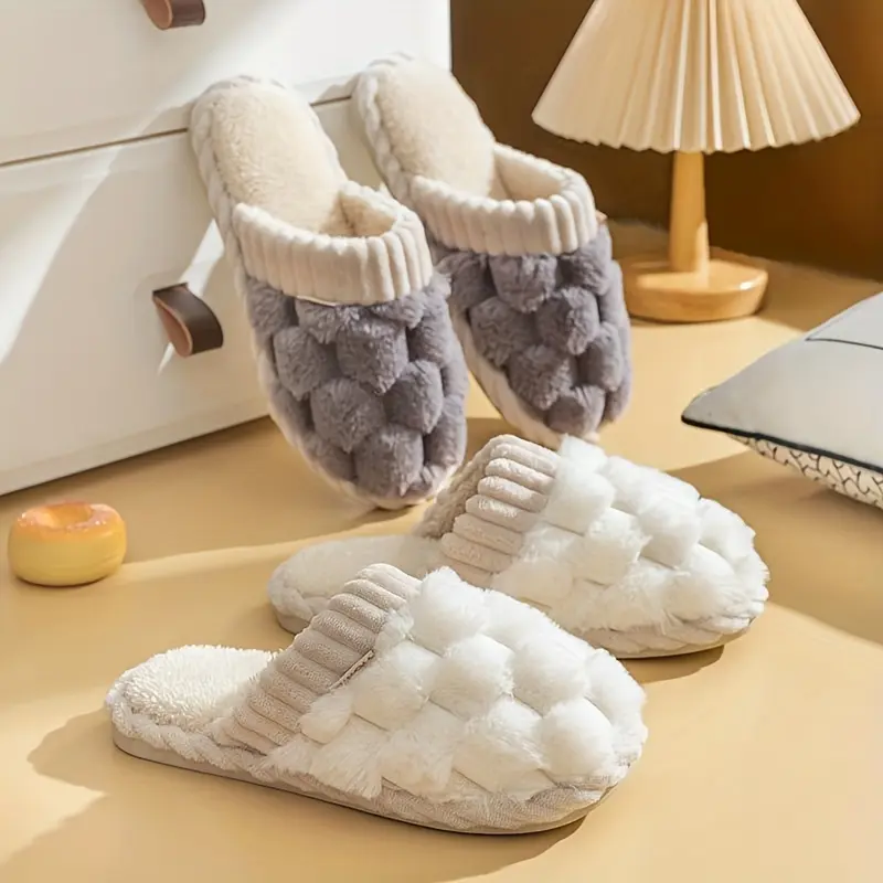 Women's Cotton Fluffy Mop Slide Slippers Warm Winter Indoor Footwear, Anti-Slip Traction, Comfi, Cozy and Cute Home Walking Shoes, Warm Indoor Footwear, Anti-Slip Traction Women's Fashion Slippers