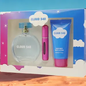Cloud 540 Set - 3.4 oz Eau de Parfum, 0.6 oz Travel Spray, & 2.7 oz Perfumed Body Lotion - Woody Scent, Perfect Gift for Women