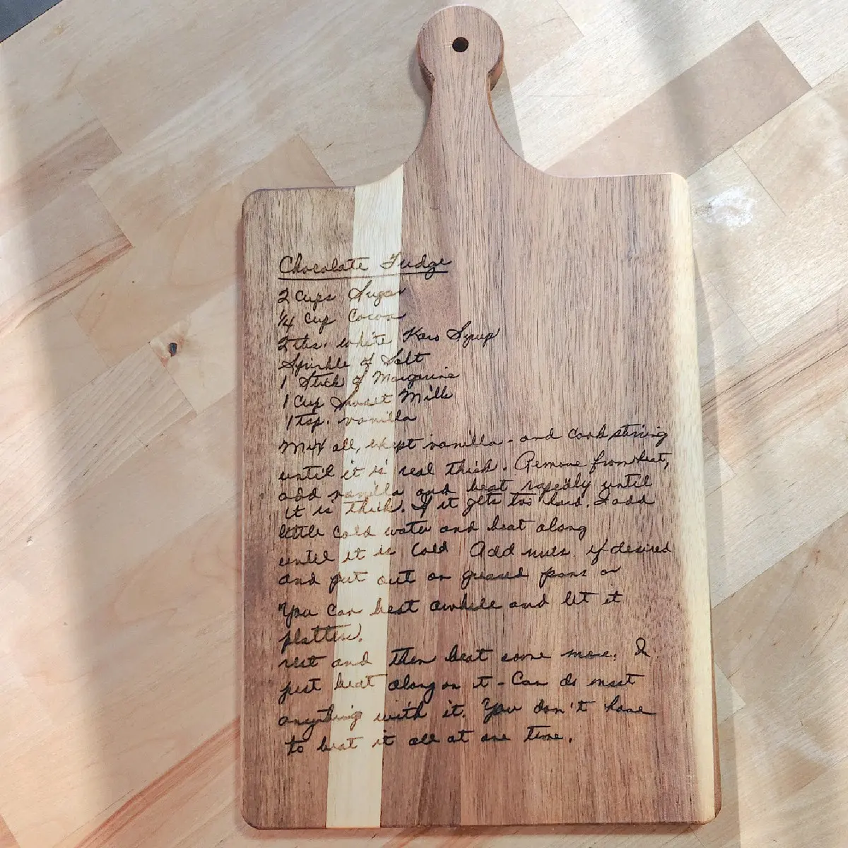 Acacia Customizable Hand-Written Recipe Cutting Board 16" x 9" - Personalized Kitchen Utensil for Home Cooks - Utensils, Wood