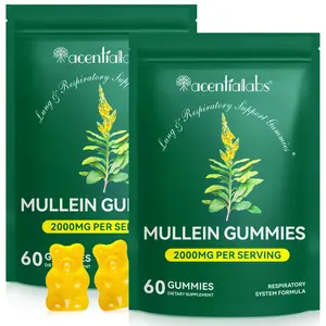 Acentialabs Mullein Gummies for Lung Health 2000mg Organic Leaf Extract 60 Vegan Gummies for Respiratory Digestive & Immune Support - Dietary