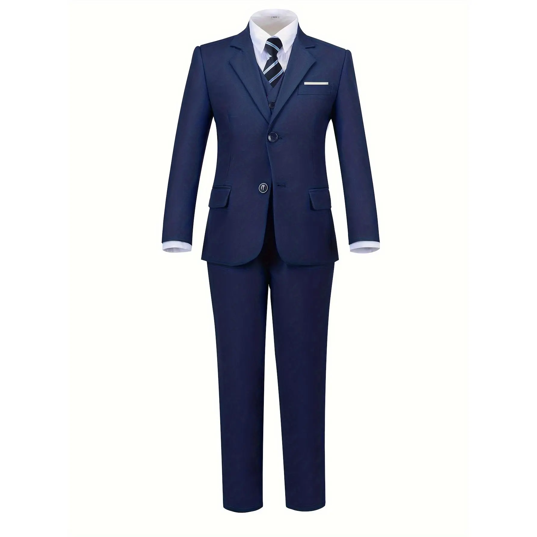 Boy's Suit Suit 5 PCs Set Party Banquet Graduation Holiday Vacation School Birthday Teen Formal Dress Blazer Vest Pants Tie Random solid    patchwork crew  gentleman stretch boho fashion casual   color short todder loose sleeve Tee-DAN-DAN