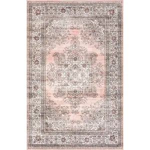 Cia Floral Stain-Resistant Machine Washable Area Rug