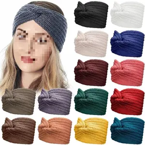 15 PK Women Warm Winter Knit Headband Soft Ear Warmers Bow Knot Crochet Hair Wrap Perfect Winter Gifts for Women