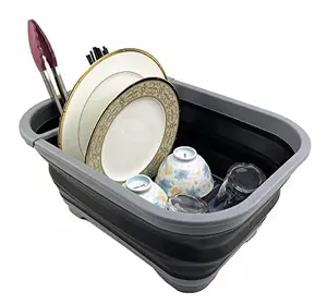 SAMMART 15L (3.96 Gallons) Collapsible Dish Drainer - Foldable Drying Rack - Portable Dinnerware Organizer - Space Saving Kitchen Storage Tray