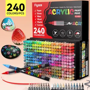 Acrylic Paint Soft Brush Markers Set, Soft Brush Tip, Automatic Ink Control, Paint Markers for Wood, Stone, Canvas, Glass, Fabric, DIY Crafts, Acrylic Marker Pens