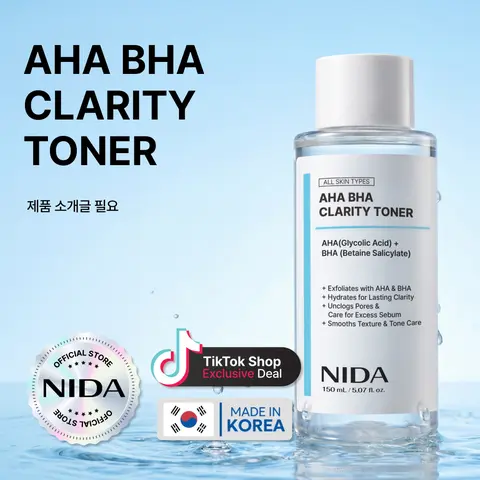 NIDA AHA BHA Clarity Toner Daily Exfoliant Skincare Soothing