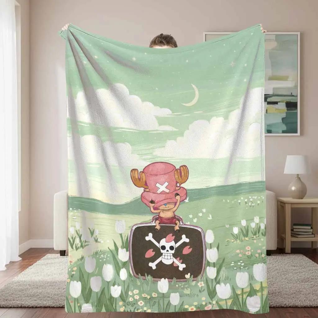 Flannel Blanket - Cute Reindeer Explorer & Cartoon Skull Pirate Prints - Soft, cozy, lightweight, warm decorative throw for sofa, bedroom - animal character, cartoon, graphic character blankets, animal character blankets