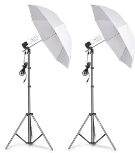 Photography Umbrella Lighting Kit, 400W 5500K Photo Portrait Continuous Reflector Lights for Camera Video Studio  Daylight (2 Packs)