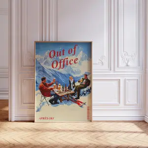 Vintage Apres Ski Print | Retro Apres Ski Wall Art | Vintage Bar Cart Print | Ski Poster | Mountain Ski Print | Winter Scene Ski Art Print