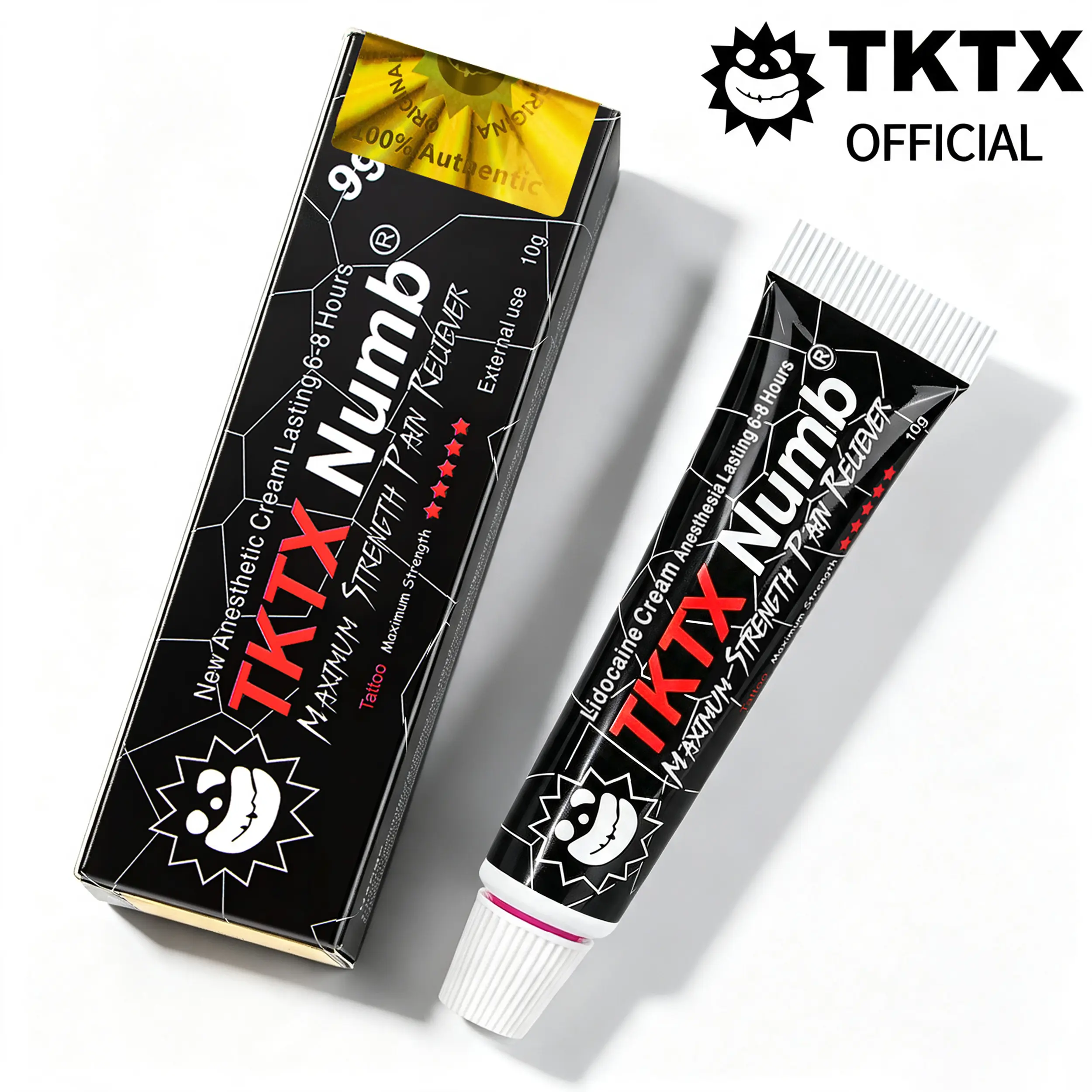 99.9% TKTX Tattoo Numbing Cream Black I Limited Edition VeryStrong I Tattoos I Laser Removal I Waxing I EyebrowThreading I Cosmetic Cream 10g.