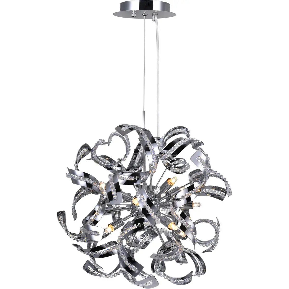 CWI Lighting Swivel 12 Light 19 inch Chrome Chandelier Ceiling Light 5067P19C
