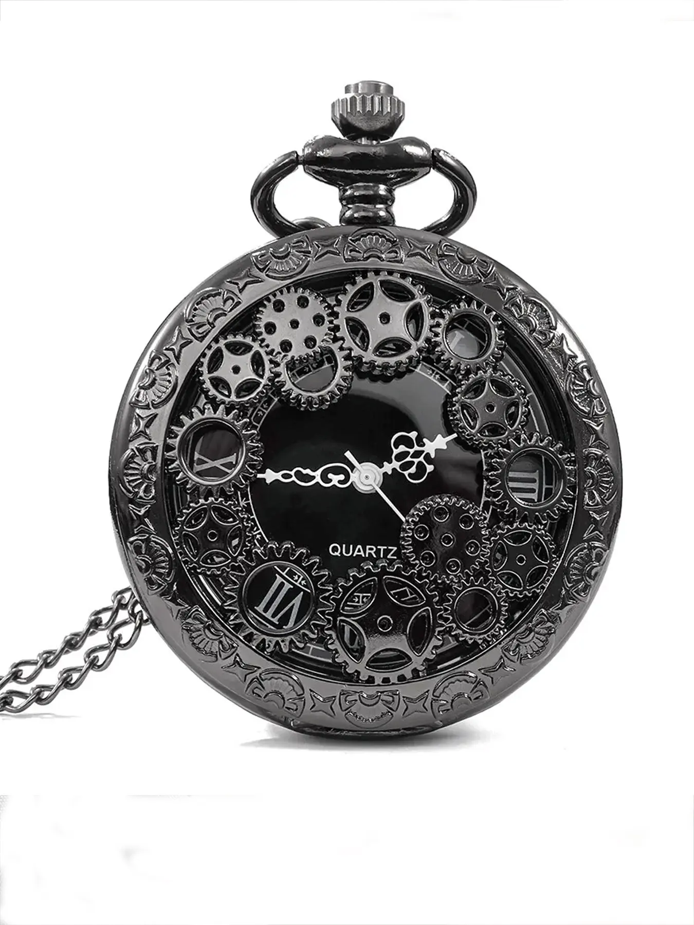 Steampunk Copper Vintage Hollow Gear Hollow Quartz Pocket Watch Necklace Pendant Watch Chain Men Women with Chain Gifts Punk Style Watch Vintage Fashion Watch Analog Watches