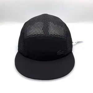 Lacoste Black 5 Panel Hat Mesh