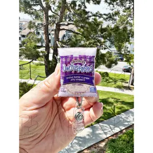 PB Sandwich badge reel | PB Sandwich | Grape Jelly sandwich Badge holder | Retractable | Interchangeable |