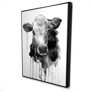 360 stand Monochrome Jersey Cow Wall Art Print - 36x48 in. Artistic Photo, Nature-Infused Room Home Decor, Home Supplies Poster, Decoration, Artwork, Cow Artwork Prints