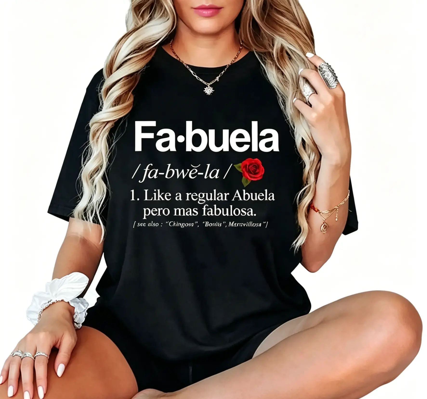 Unisex Cotton Short-Sleeve Fitted Round Neck Funny Fabuela Definition Graphic Tee, Everyday Casual Sports Top, Shortsleeve