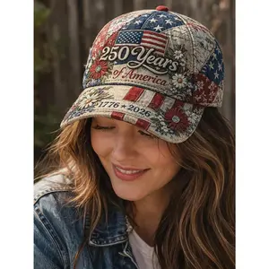All Over Print 250th Anniversary USA Hat 1776-2026, 3D Printed Cap, Gift for Women, Patriotic Style for Independence Day Celebrations