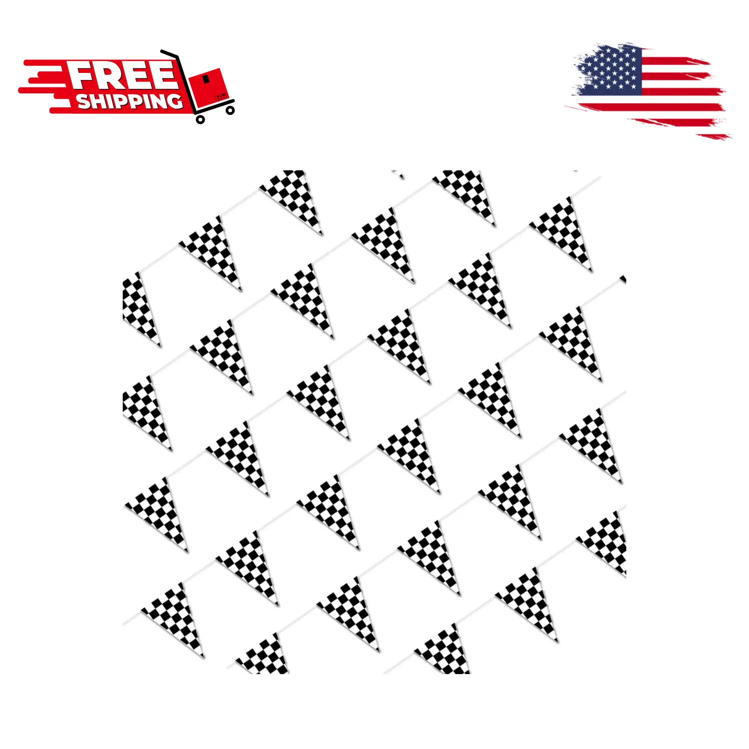 100ft Black and White Checkered Flag Banner Racing Birthday Decorations