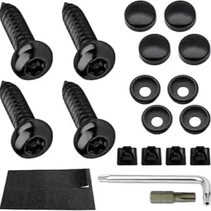 Anti Theft License Plate Screws Kits- Rustproof Stainless Steel Car Tag Plate Mounting Hardware