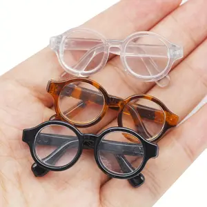 [Durable Cute Plastic Glasses] 3/4pcs Durable Cute Plastic Glasses | 2.56" Round Decorative Collectible Eyewear for Labubu & Fashion Dolls, Mixed Colors (Gray/White/Red/Blue/Transparent/Yellow/Black) - Playful Design, Perfect Gift for Figur