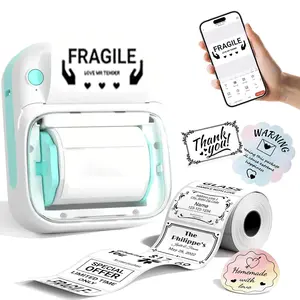 Portable Mini Label Printer, Wireless Thermal Label Maker, Includes 1 Roll 40x20mm Labels, Ideal for Home, Kitchen, School, Office, Clothing, Jewelry, Food Labels
