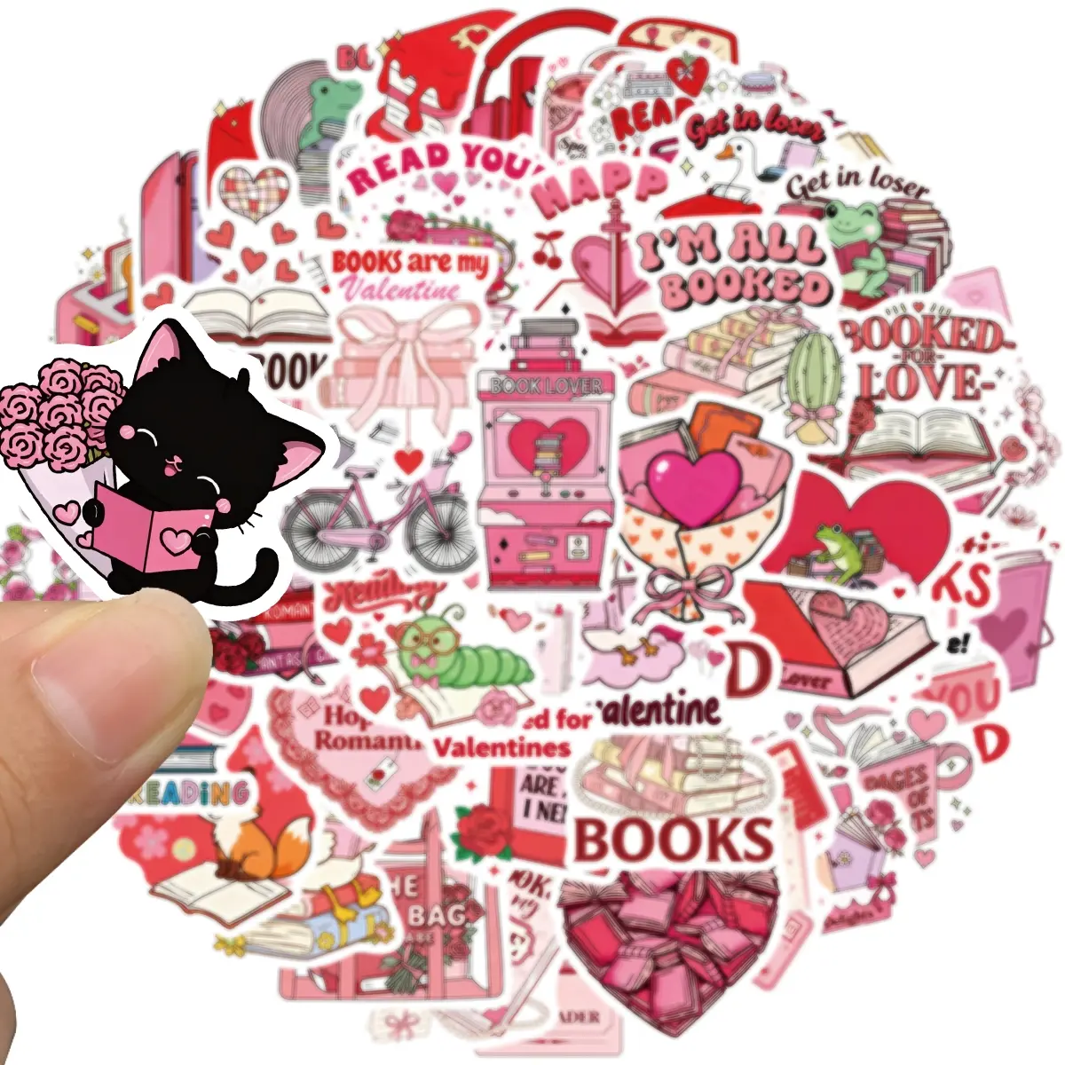 50pcs Valentine Stickers, Love Vinyl Waterproof Sticker Packs for Laptop, Water Bottles, Scrapbook, Skateboard, Guitar, Heart Romantic Stickers