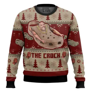 The Crock The Rock Meme Ugly Sweater Retro Trendy Ugly Sweater, Sweater Lover Gift For Dad Gift For Mom Outfit For Family Holiday