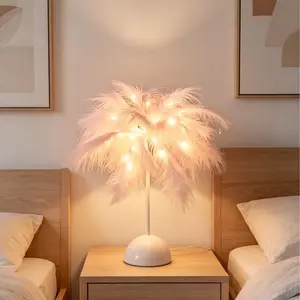 Feather Night Light, Romantic Table Lamp for Bedroom Decor Aesthetic LED Night Light for Bedroom Decor, Cute Desk Lamp for Kids Room, Birthday & Valentine's Day Gift, Home Desktop Decoration