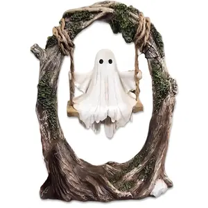2025 Cute Gothic Handmade Halloween Ghost Decor Figurines - Tree Swing Ghost, Pretend Play Toys, Statues & Bobbleheads for Indoor-Outdoor Porch, Garden Decorative Sculptures Gift